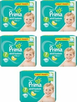 Prima Bebek Bezi Aktif Bebek 7 Beden 34 Adet Xx Large Fırsat Paketi 5li Paket 170 Adet