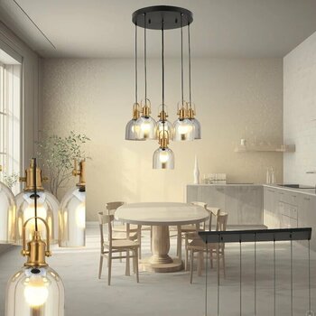 Lampaluce Zaira Modern Tasarım Salon Aydınlatması Sarkıt Avizesi 6'lı Eskitme