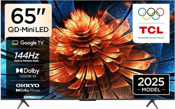 TCL 65 inç Akıllı TV 65Q6C 4K QD-Mini LED Renkli Quantum Crystal HDR10+ Oyun Google TV, 144Hz Doğal Yenileme Hızı, ONKYO 2.1 Hi-Fi Ses Sistemi, Dolby Atmos, Yapay Zekâ Modu, Game Master (2025 Modeli)