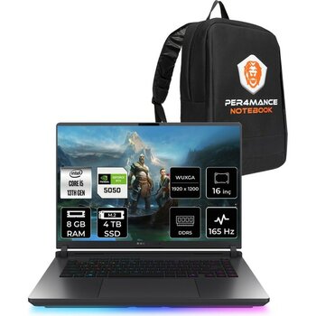 Asus Rog Strix G16 i5 13450HX RTX 5050 8GB Gaming Laptop 8GB RAM 4TB SSD 16" FHD+ 165Hz FreeDOS + Per4 Çanta G615JHRV053P305 - 4 TB - 8 GB