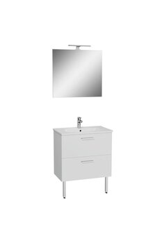 VitrA Mia Banyo Dolabı Seti Çekmeceli, Ayaklı, 70 cm, Parlak Beyaz