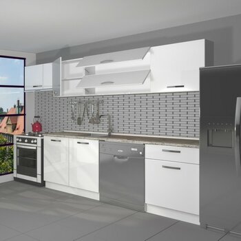 Decoraktiv Elite 280Y MDF Hazır Mutfak Dolabı - Tezgah Dahil - Parlak Beyaz