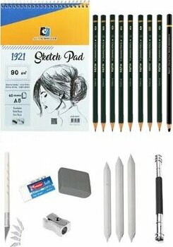 ACUTO Alex A5 Eskiz Defteri 90 gr Karakalem Çizim Seti Eskiz Seti Hamur Silgi Kömür Kalem Pastel Dağıtıcı