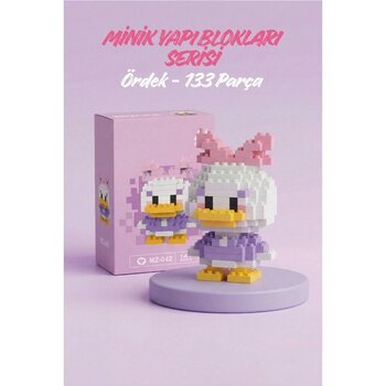 Denapcal Mini Blok Oyuncak Ördek Figür Yapı Seti Mini LEGO Minik Yapı Blokları - Mini Bricks - Ördek - Pembe