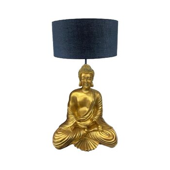 By Ari AB109-02 Etnik Buda Heykel Abajur Gold-Siyah Şapkalı - Gold