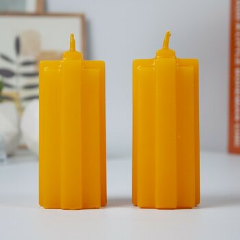 Mument Dekoratif Kübik Mum Seti Turuncu