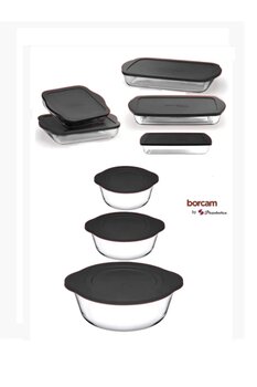 Paşabahçe borcam 8parça Antrasitgri kapaklı çeyiz seti