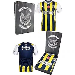 Fenerbahçe Orijinal 23/24 Sarı Lacivert Çocuk Forma Hediyelik Ahşap Kutulu