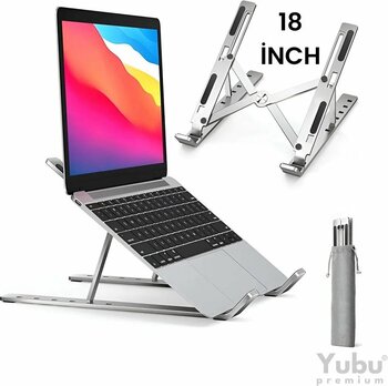 yubu Alüminyum Ayarlı Katlanabilir Laptop Notebook MacBook Stand – Taşınabilir ve Ergonomik Tasarım