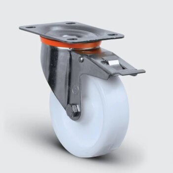 Ssez01hbz150f Paslanmaz Döner Tablalı Frenli Poliamid Tekerlek