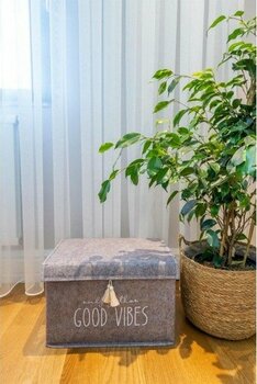 Tekno Trust Keçe Kapaklı Çok Amaçlı Mini Kutu Gri Saklama Kutusu 35X24X24 cm - Ahşap