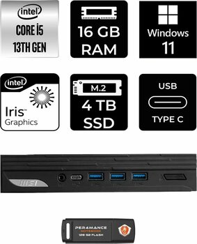 Msı Pro Dp10 Intel Core İ5 1340P 16Gb 4Tb Ssd W11P Mini Pc & Per4 Usb Bellek 13M002Eup365