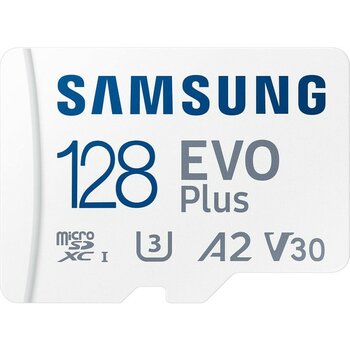 Samsung Evo Plus W/sd Adaptör 128GB Micro Sdxc, 130MB/S'YE Kadar, Oyun Cihazları, Android Tabletler ve Akıllı Telefonlar Için Genişletilmiş Depolam...
