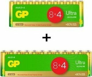 Gp Batteries G Tech Ultra Alkalin 24'lü Özel Pil Paketı (12AA+12AAA)