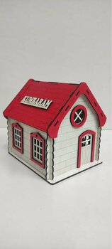 hayalimhediyelik Ahşap kırmızı_Beyaz Büyük ev kumbara