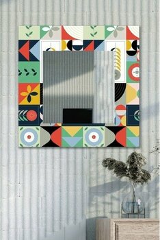 Hediyeler Kapında Dekoratif Mix Kare Duvar Aynası Antre Salon Banyo Ofis Aynası 60X60