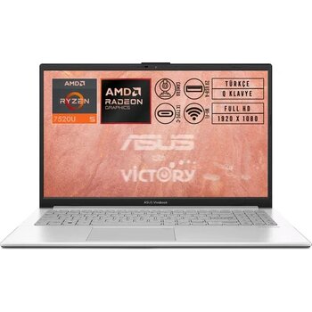 Asus Vivobook Go 15 Amd Ryzen 5 7520U 8gb 1tb SSD 15.6" Fhd W11P Notebook E1504FA-BQ1741 004 - 1 TB - 8 GB