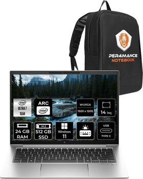HPElitebook 840 G11 İntel Core Ultra 7 155H 24Gb 512Gb Ssd 14'' Wuxga W11H A970V8Etx & Per4 Çanta