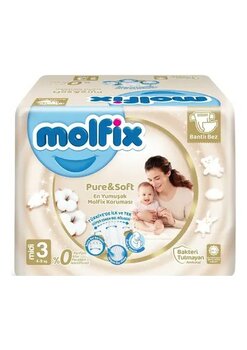 MolfixPure&Soft Bebek Bezi 3 Beden Midi 4-9 Kg 64lü Süper Fırsat Paketi