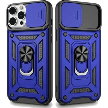Smart Tech Apple iPhone 13 Pro Uyumlu Kızaklı Kamera Korumalı Tank Kılıf - Mavi