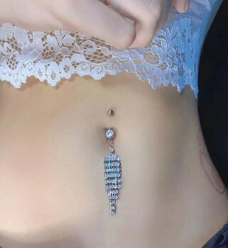 TakıConcept 316L Çelik Göbek Piercing Taşlı Sallantılı Göbek Piercing