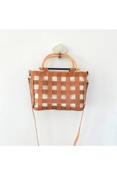 YOURHANDBAGS Taba Deri Sepet Çanta