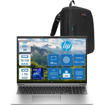 Hp Elitebook 860 G11 Wolfpro Intel ULTRA7-155H 16 GB Ddr5 1tb SSD 16'' Wuxga Freedos Taşınabilir Bilgisayar 9970P1ET02+ZETTAÇANTA