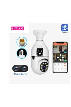 qasul 4MP Wifi Çift Kameralı Ampül Kamera Kablosuz Uyumlu IP Gece Görüş İki Yönlü Ses Güvenlik Kamerası