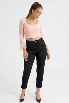 Armonika Kadın Siyah Beli Lastikli Paçası Katlamalı Pantolon ARM-26K136042 - M