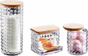 Box Up Ahşap Kapaklı Görünümlü 3'lü Organizer Seti -diamond- Şık Makyaj Organizer