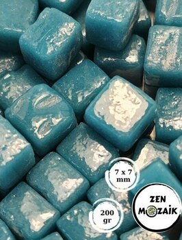 Sanatsal Mozaik Çalışmalarınız Için Renkli Cam Mozaik Taşı - 7x7 mm - Turkuaz