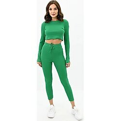 Kadın Kaşkorse Crop Tayt Takım 3727-23 001 yesil