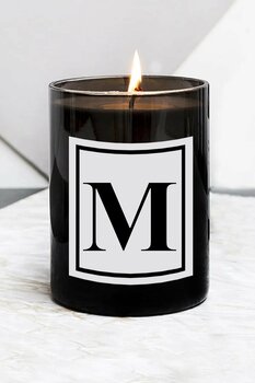 LYN HOME & DECOR M Harfi Büyük Boy Siyah Bardak Mum