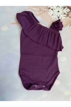 Mini Kids Baby Kız Bebek Mor Fırfırlı Tek Omuz Askılı Çıtçıtlı  Zıbın 6-9 AY Beden