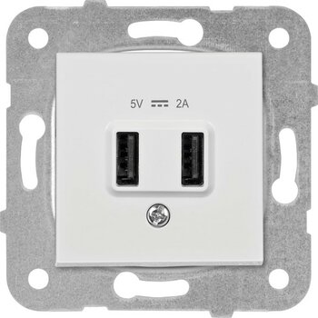 Aesco Beyaz USB Priz 5V 2A - 1 Adet - Ahşap