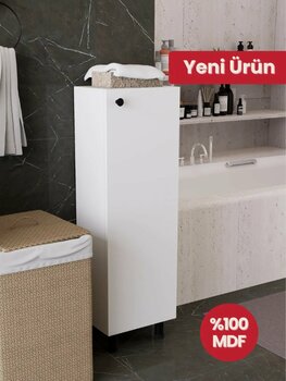 Detamob %100 MDF 3 Raflı Çok Amaçlı Dolap, Ayarlanabilir Raflı Metal Ayaklı Beyaz Kiler Dolabı, Mutfak Dolab