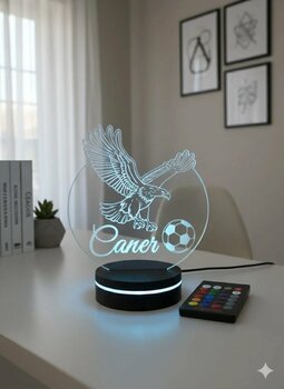 Eymi Design Kişiye Özel Kartal Futbol Temalı Renk Değiştiren RGB 3D Led Lamba – Dekoratif Masa Gece Lambası