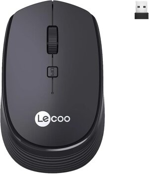 Lecoo Ws202 Kablosuz 1200Dpı 4 Tuşlu 3 Milyon Tıklama Ömrü Sessiz Tasarım, Pc, Mac, Dizüstü Bilgisayar İçin, Usb Mini Alıcı İle Optik Mouse Siyah