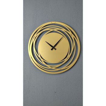 Altın Renk Metal Duvar Saati, 60X60 Cm, Şık ve Modern Dekoratif Saat