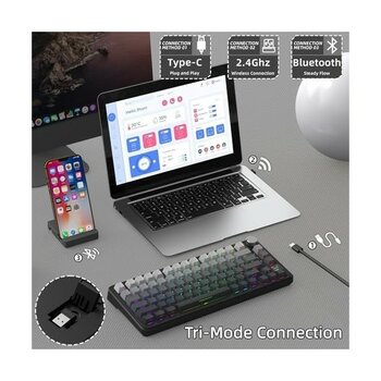 Vuralsin38 Attack Shark X85PRO 75% Kablosuz Mekanik Klavye – Tft Ekran, Gasket Yapı, Rgb Işıklandırma, Hot-Swap, 4000MAH Pil, Bt/2.4g/usb-C Üçlü Ba...