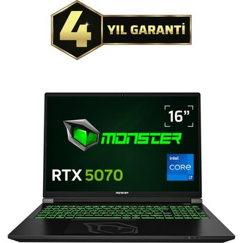 Monster Tulpar T6 V3.4.8 Intel Core I7 13700HX 64 GB Ram 1 Tb SSD Rtx 5070 Freedos 16" Fhd+ 165 Hz Oyun Bilgisayarı