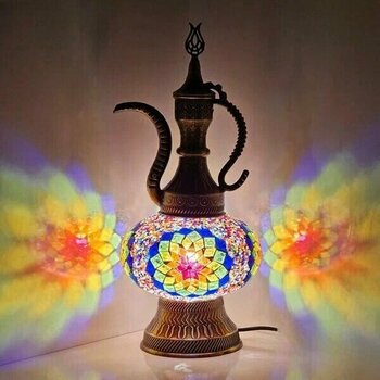 Su Damlası Mozaik Renkli Masaüstü Lamba