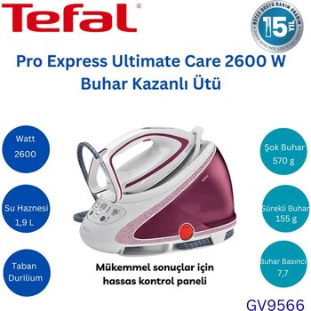 Tefal Pro Express Ultimate Care 2600 W Buhar Kazanlı Ütü (GV9566) - Beyaz - Kırmızı