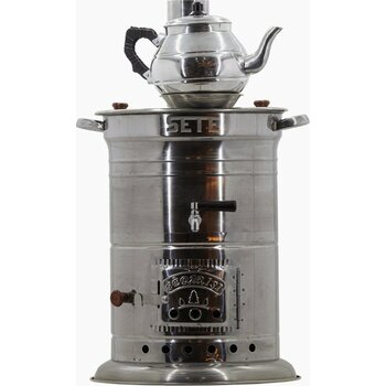 Sete Çelik Semaver 10 Lt Tek Musluklu Odunlu ve Kömürlü - Gri