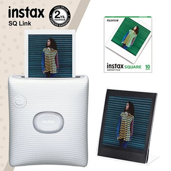 Fujifilm Instax SQ Link Beyaz Yazıcı - 10'lu Square Film ve Pleksi Çerçeve