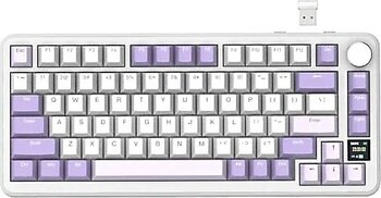 ATTACK SHARK X85PRO TFT Ekranlı ve Düğmeli Kablosuz Mekanik Klavye, %75 QMK Contaya Monte Oyun Klavyesi, 2,4G/BT/USB-C Kablolu, Çalışırken Değiştirilebilir, 4000 mAh, NKRO, RGB (Mor)