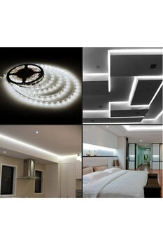 WOLFMAR 3 Çipli Beyaz Şerit Led 3 Metre 12v Adaptör - Mutfak Dolabı Led Aydınlatma, Mobilya Led Aydınlatma