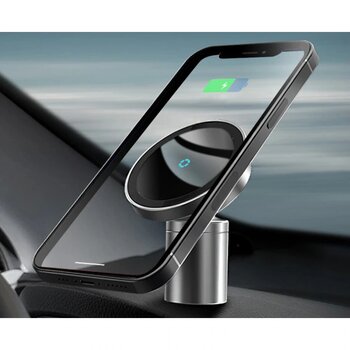 Springsun 15w Manyetik 2'si 1 Arada Kablosuz Araç Şarj Cihazı Magsafe Cep Telefonu Tutucu Stand-siyah