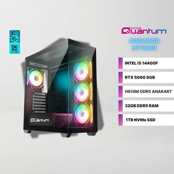 Quantum Gaming Aquargb Hy1909 Intel I5-14400f 32gb Ddr5 1tb Nvme Ssd Rtx 5060 8gb Freedos Gaming Masaüstü Bilgisayar