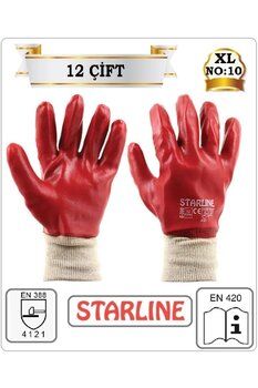 Starline E-300 TAM KAPLI PVC ELDİVEN (12 ÇİFT) NO:10/XL İŞ ELDİVENİ
